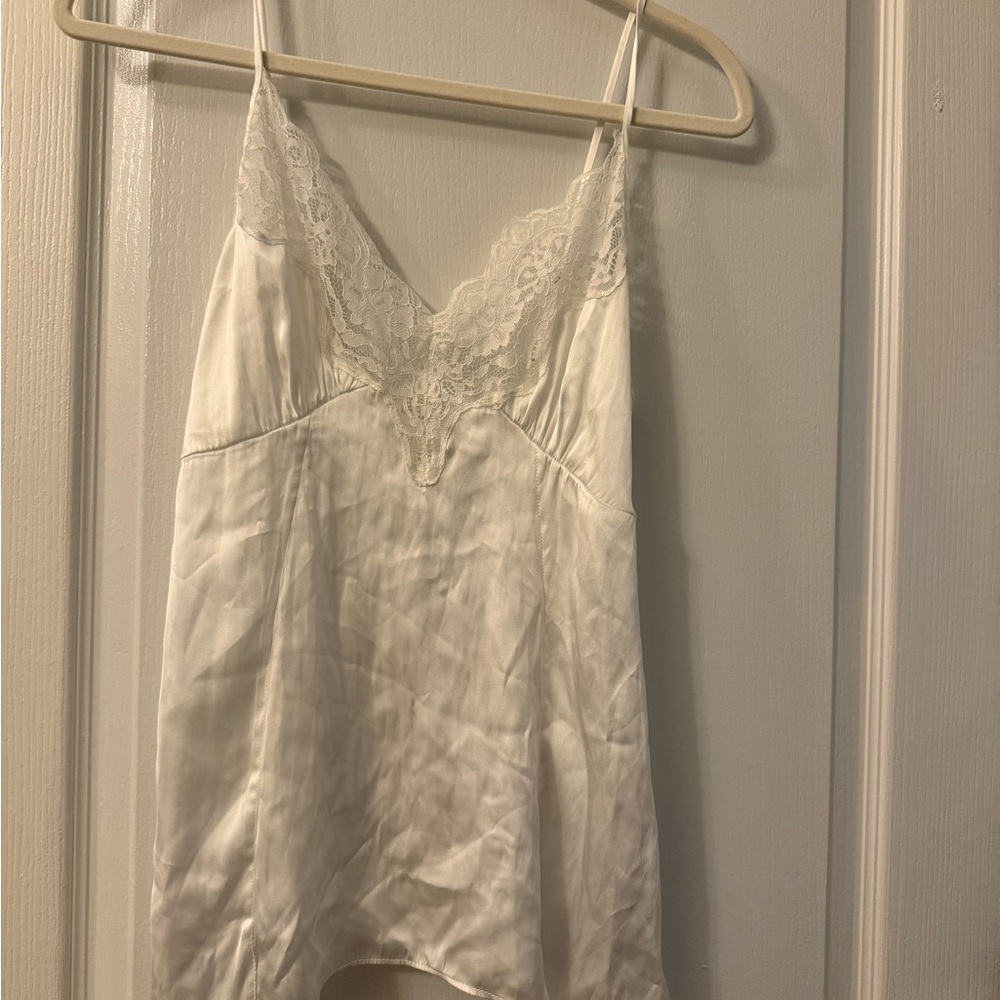 Zara White Satin Lace Chemise